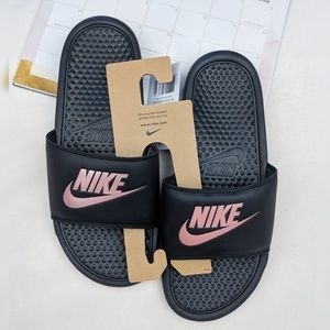 nike benassi rosegold